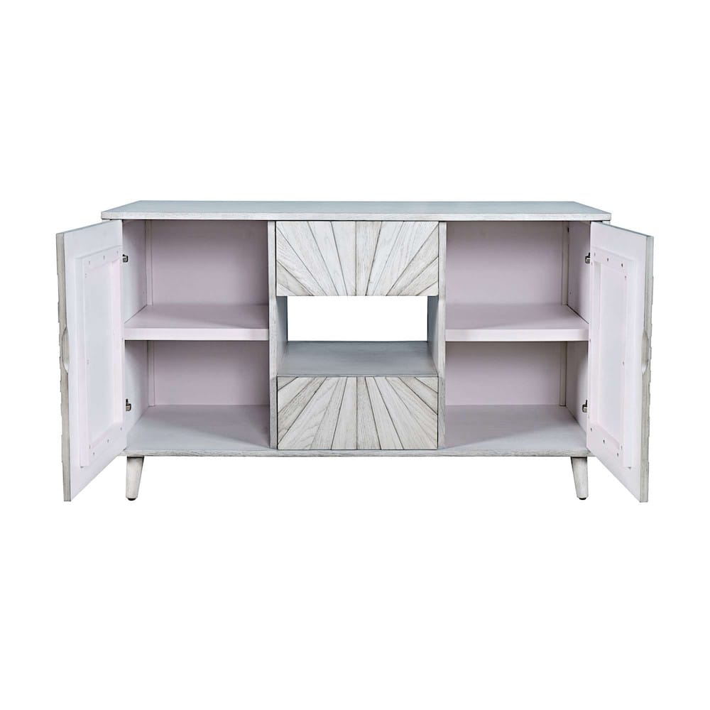 Jofran - Reece 50in Mid-Century Modern Starburst TV Stand Console Storage Cabinet in Light Ash - 2483-50 view 4