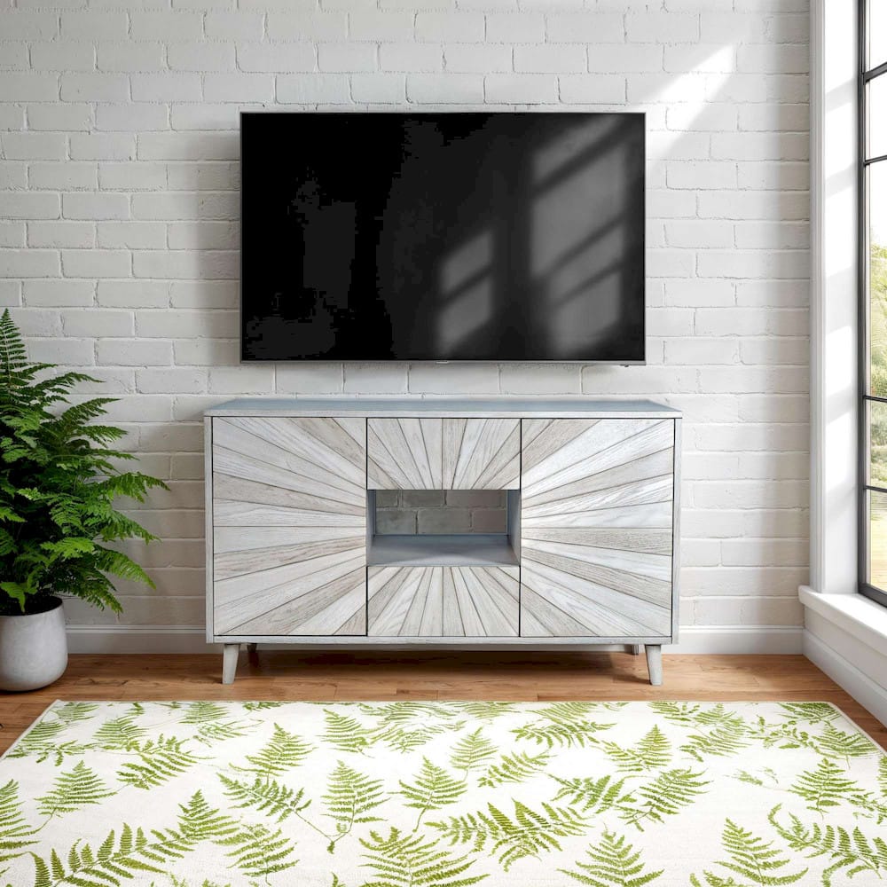Jofran - Reece 50in Mid-Century Modern Starburst TV Stand Console Storage Cabinet in Light Ash - 2483-50 view 11