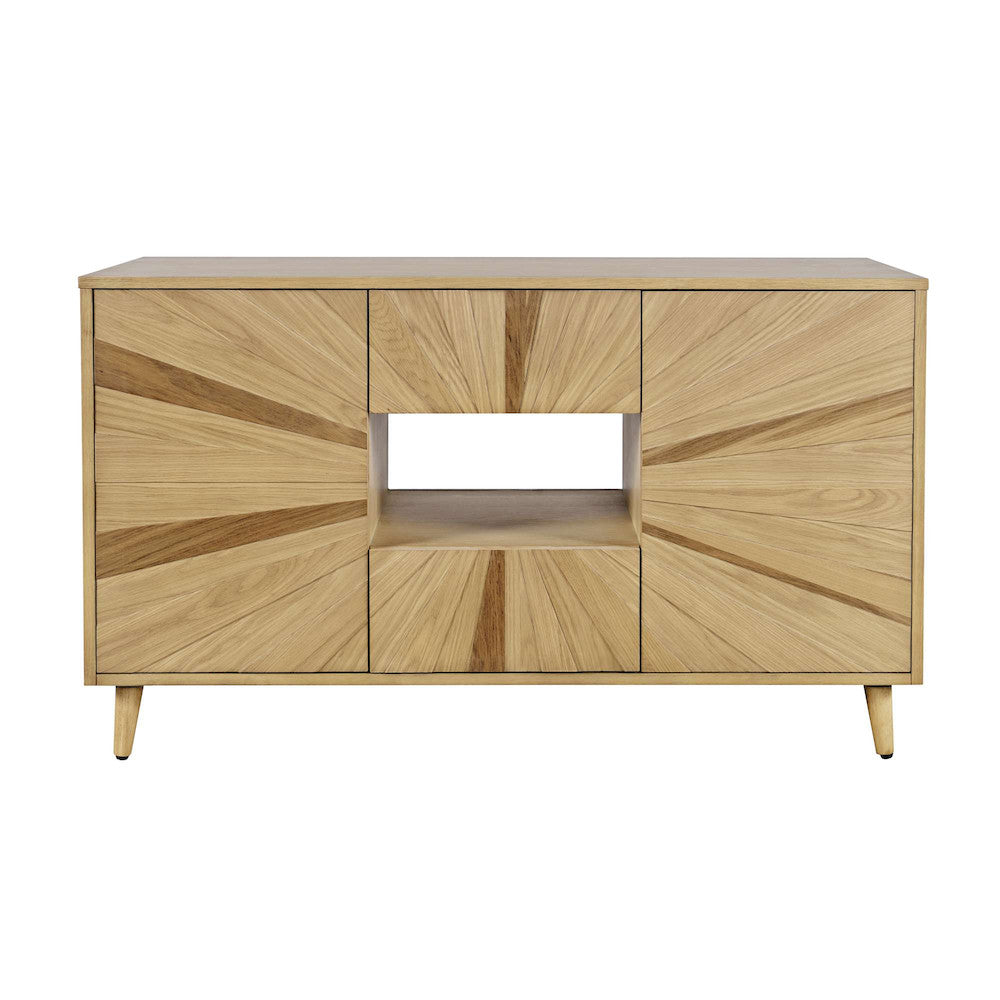 Jofran - Reece 50in Mid-Century Modern Starburst TV Stand Console Storage Cabinet in Light Oak - 2484-50 view 1
