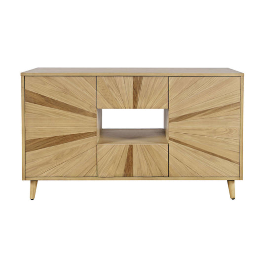 Jofran - Reece 50in Mid-Century Modern Starburst TV Stand Console Storage Cabinet in Light Oak - 2484-50 view 1