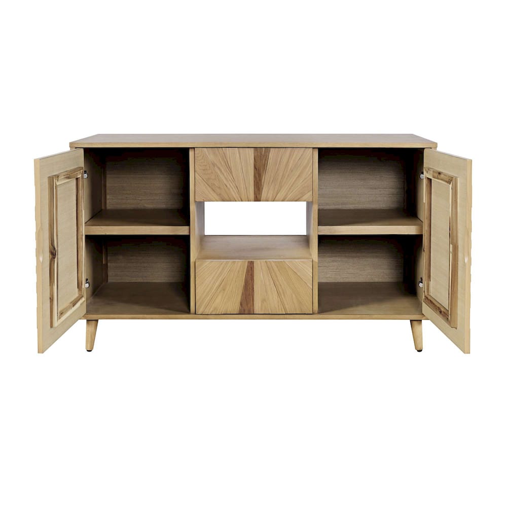 Jofran - Reece 50in Mid-Century Modern Starburst TV Stand Console Storage Cabinet in Light Oak - 2484-50 view 4