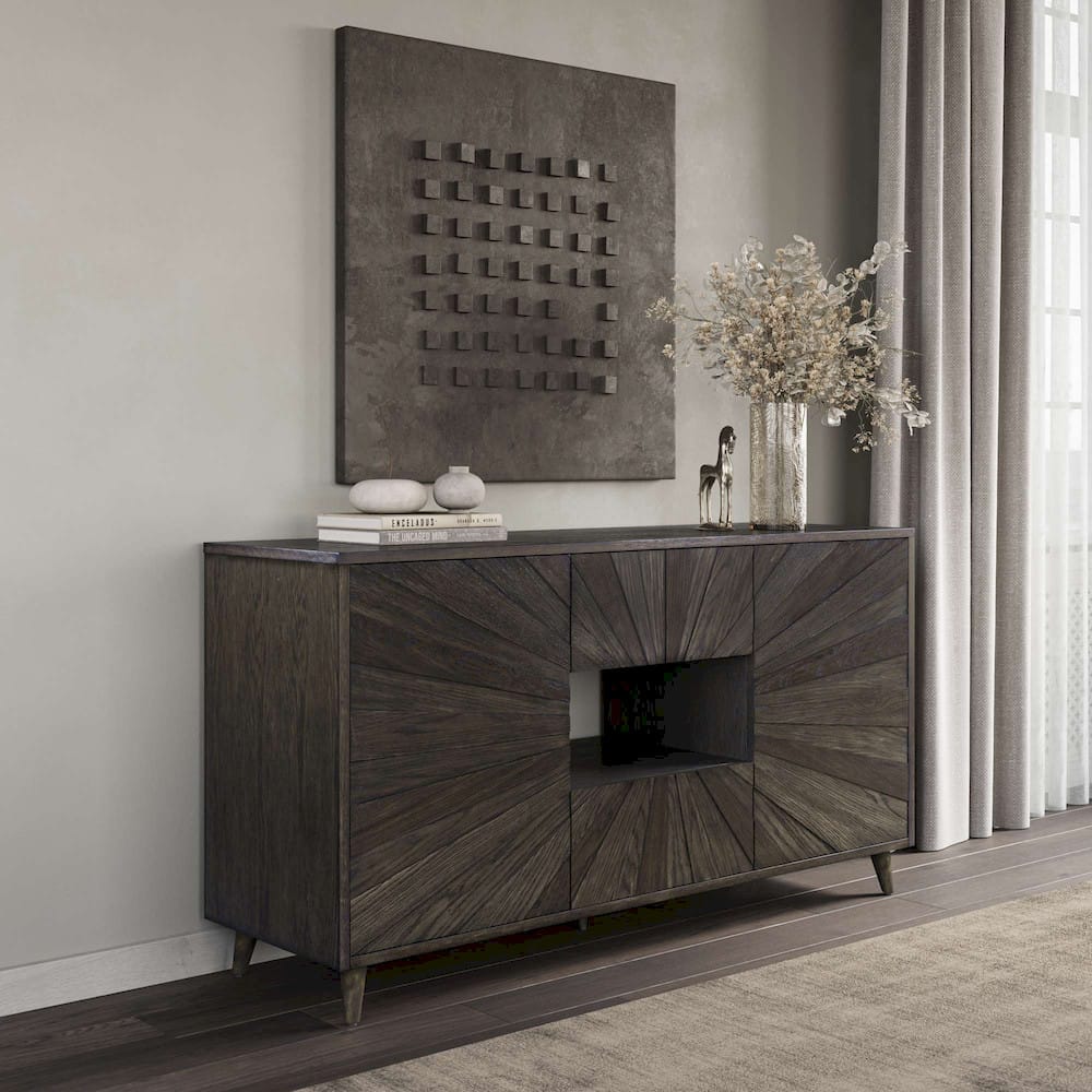Jofran - Reece 60in Mid-Century Modern Starburst TV Stand Console Storage Cabinet in Americano - 2485-60 view 6