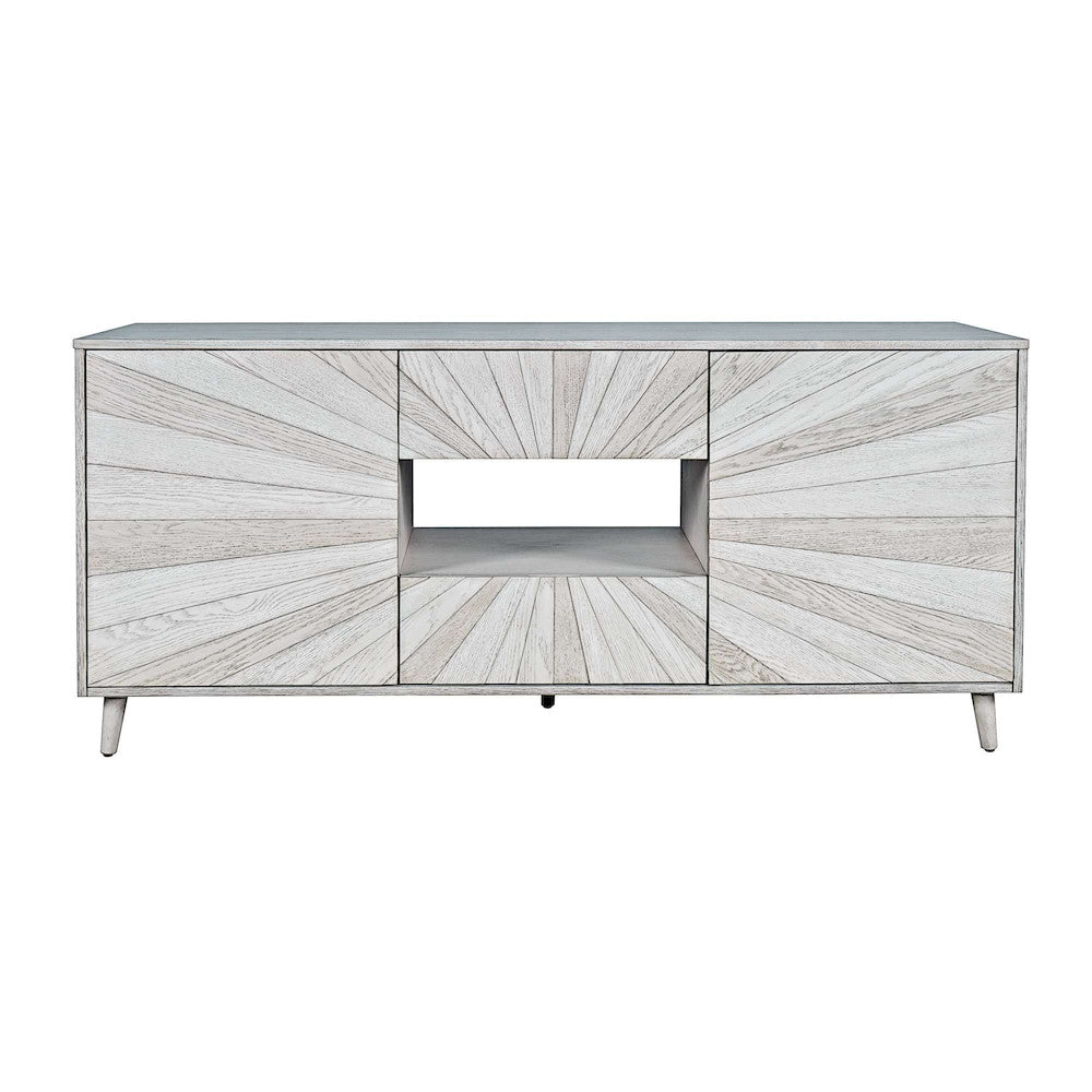 Jofran - Reece 60in Mid-Century Modern Starburst TV Stand Console Storage Cabinet in Light Ash - 2483-60 view 1