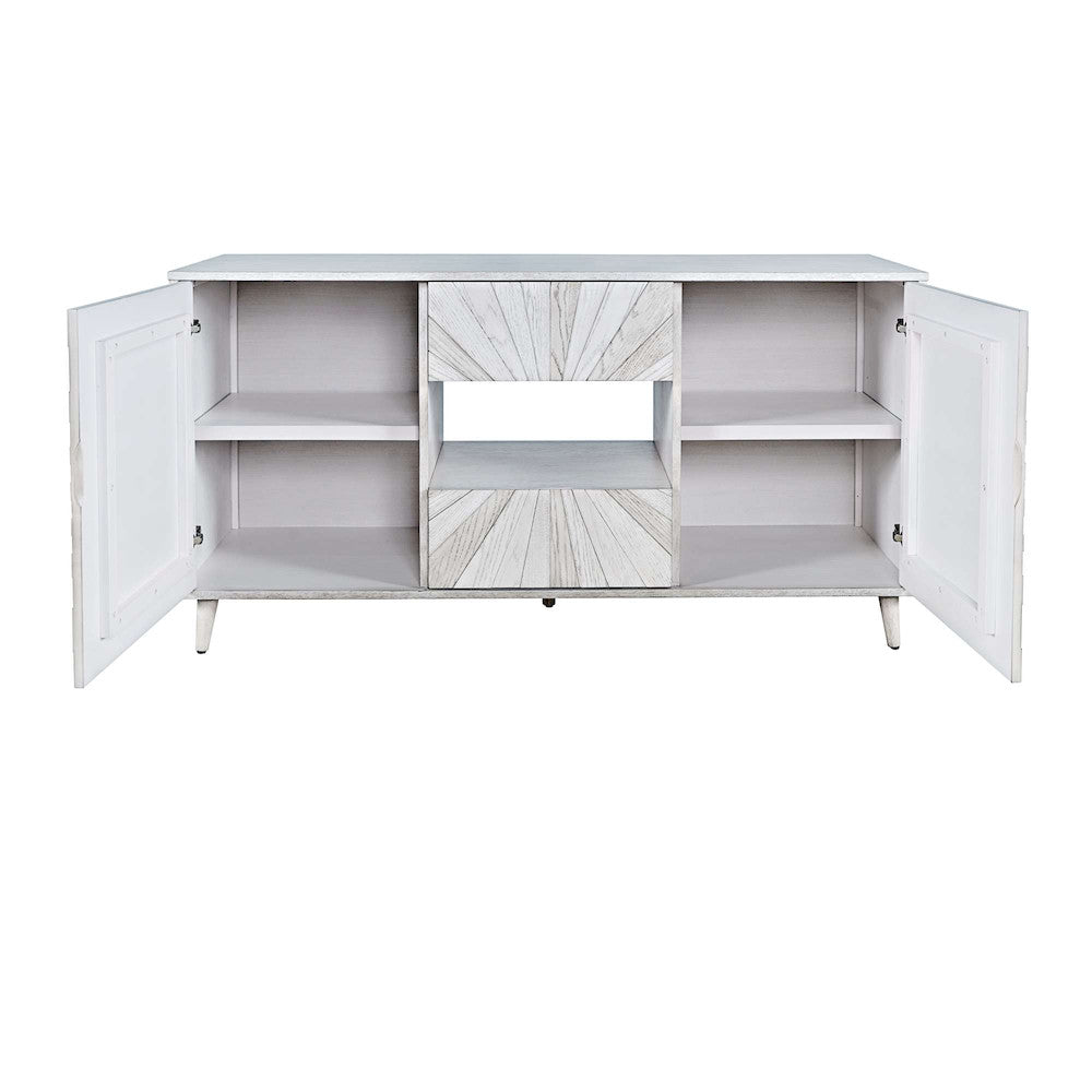 Jofran - Reece 60in Mid-Century Modern Starburst TV Stand Console Storage Cabinet in Light Ash - 2483-60 view 4