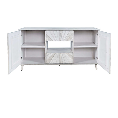 Jofran - Reece 60in Mid-Century Modern Starburst TV Stand Console Storage Cabinet in Light Ash - 2483-60 view 4