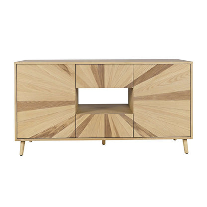 Jofran - Reece 60in Mid-Century Modern Starburst TV Stand Console Storage Cabinet in Light Oak - 2484-60 view 1