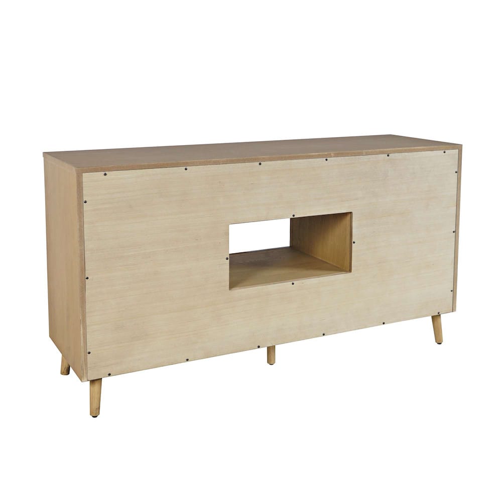 Jofran - Reece 60in Mid-Century Modern Starburst TV Stand Console Storage Cabinet in Light Oak - 2484-60 view 3