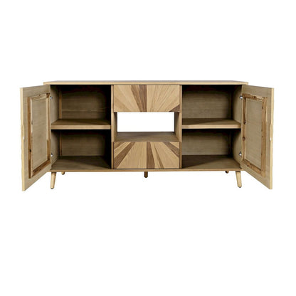 Jofran - Reece 60in Mid-Century Modern Starburst TV Stand Console Storage Cabinet in Light Oak - 2484-60 view 4