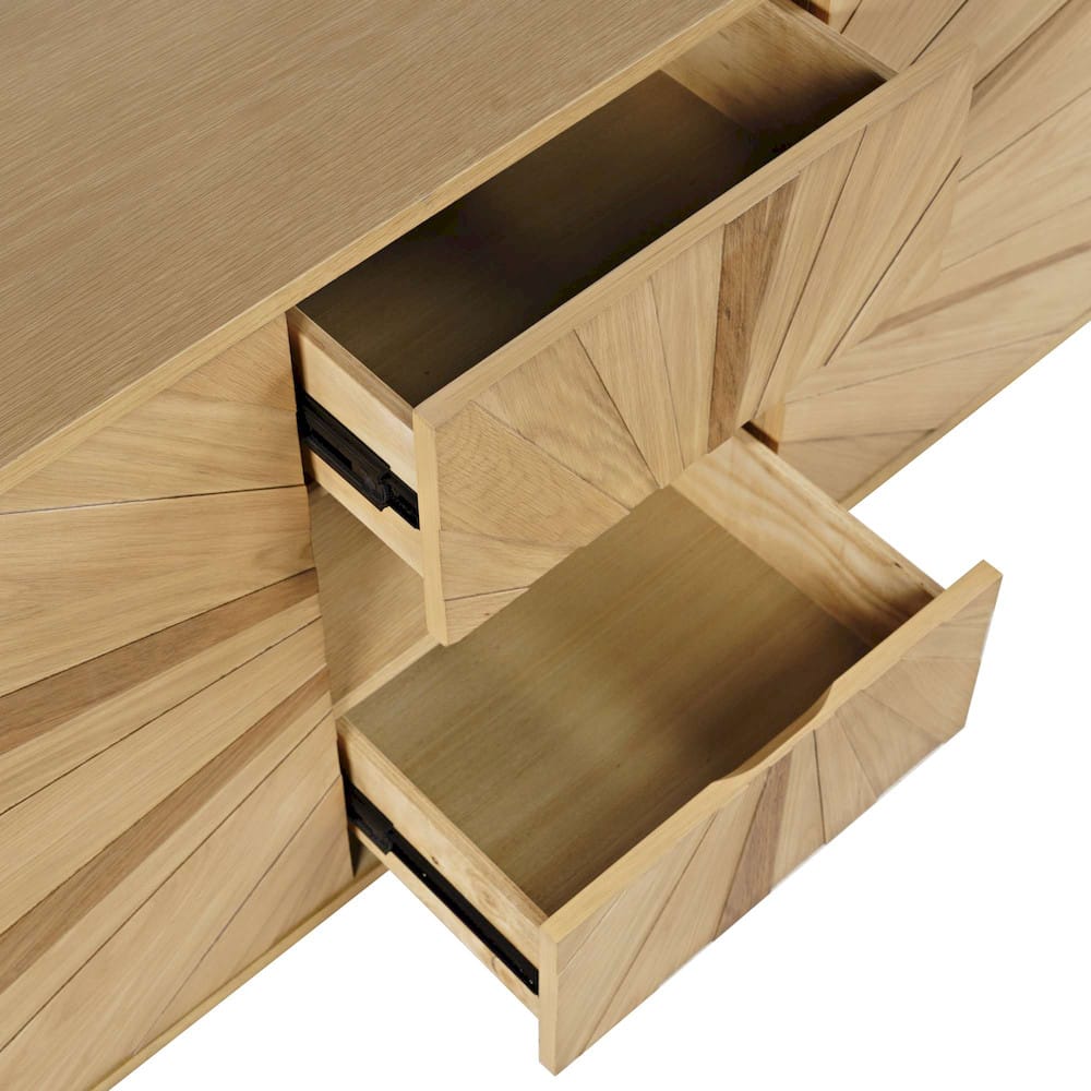 Jofran - Reece 60in Mid-Century Modern Starburst TV Stand Console Storage Cabinet in Light Oak - 2484-60 view 5