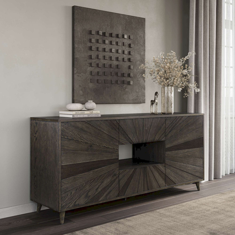Jofran - Reece 70in Mid-Century Modern Starburst TV Stand Console Storage Cabinet in Americano - 2485-70 view 5