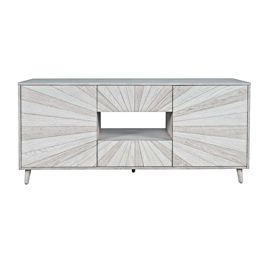 Jofran - Reece 70in Mid-Century Modern Starburst TV Stand Console Storage Cabinet in Light Ash - 2483-70 view 1