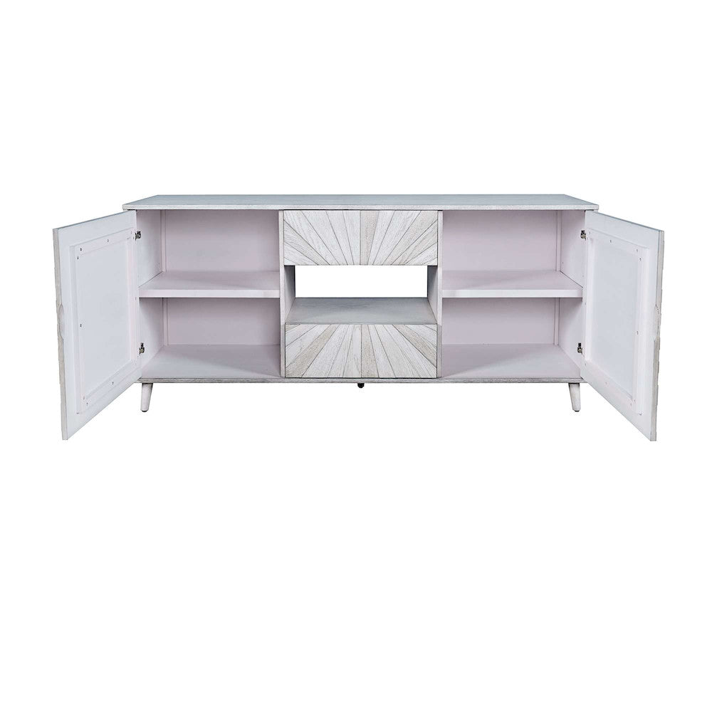 Jofran - Reece 70in Mid-Century Modern Starburst TV Stand Console Storage Cabinet in Light Ash - 2483-70 view 4