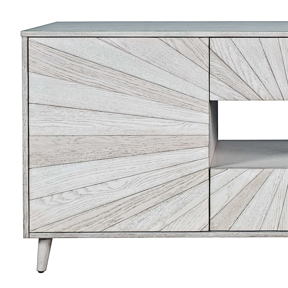 Jofran - Reece 70in Mid-Century Modern Starburst TV Stand Console Storage Cabinet in Light Ash - 2483-70 view 7