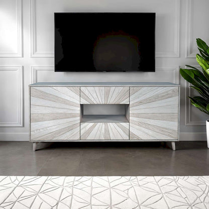 Jofran - Reece 70in Mid-Century Modern Starburst TV Stand Console Storage Cabinet in Light Ash - 2483-70 view 11