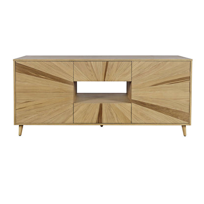 Jofran - Reece 70in Mid-Century Modern Starburst TV Stand Console Storage Cabinet in Light Oak - 2484-70 view 1