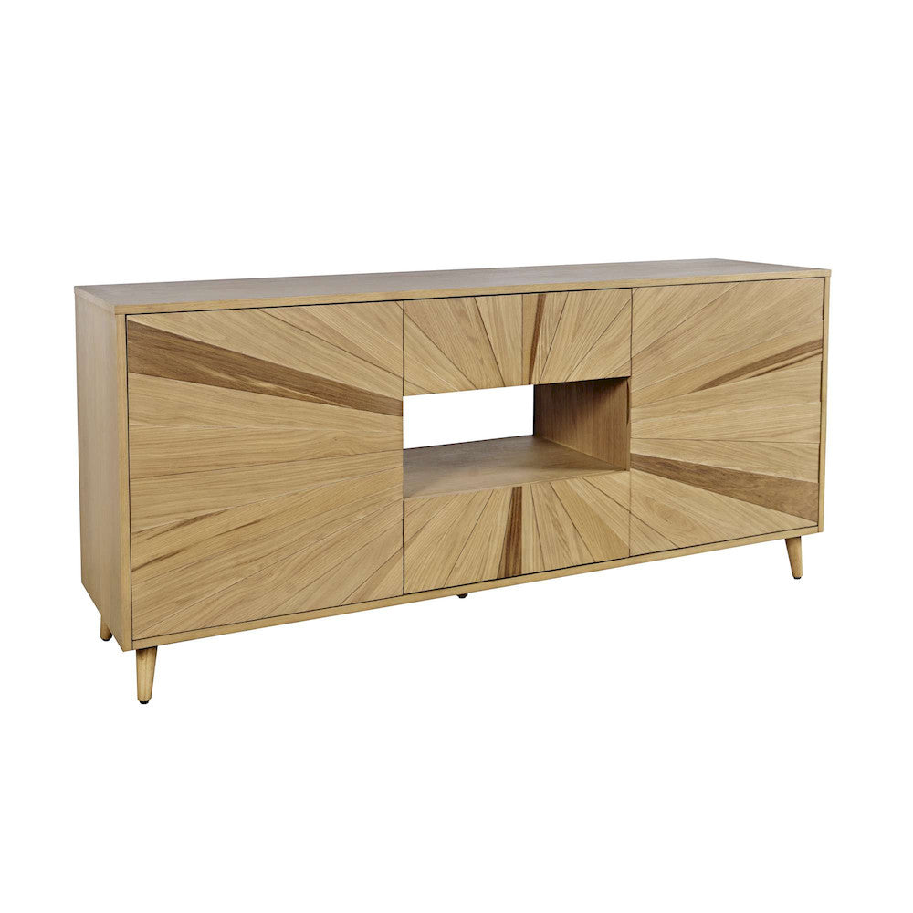 Jofran - Reece 70in Mid-Century Modern Starburst TV Stand Console Storage Cabinet in Light Oak - 2484-70 view 2