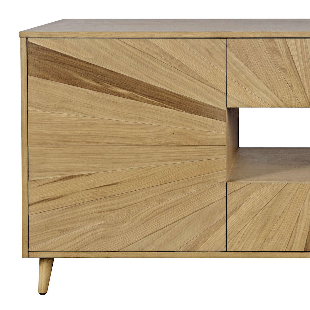 Jofran - Reece 70in Mid-Century Modern Starburst TV Stand Console Storage Cabinet in Light Oak - 2484-70 view 7
