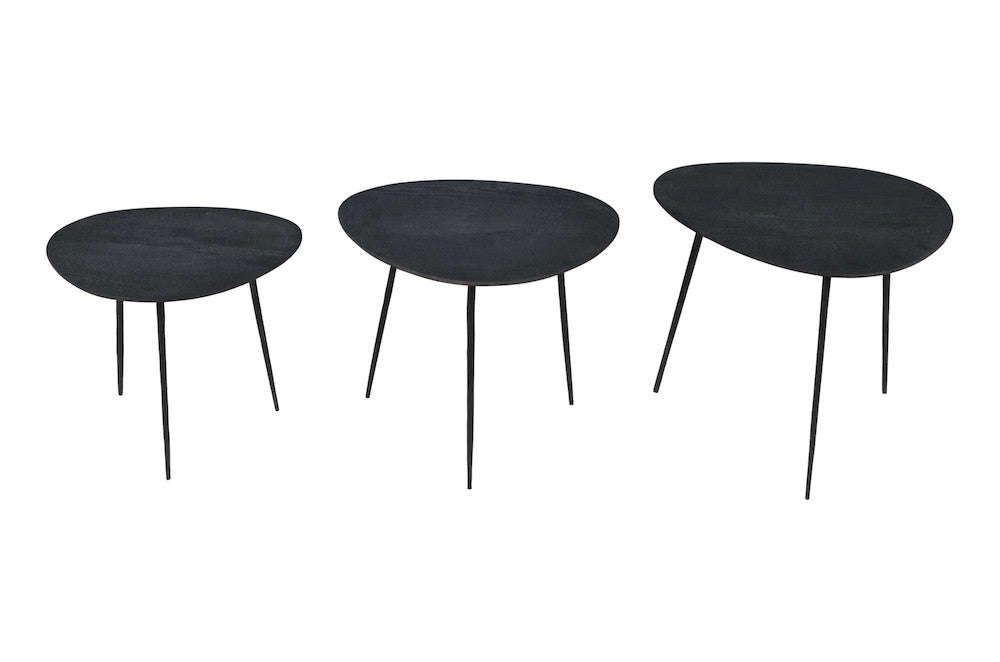 Jofran - Reeves Abstract Contemporary Solid Acacia Wood Nesting End Tables (Set of 3) Black - 1730-221B view 1