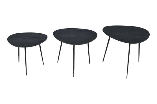 Jofran - Reeves Abstract Contemporary Solid Acacia Wood Nesting End Tables (Set of 3) Black - 1730-221B view 1