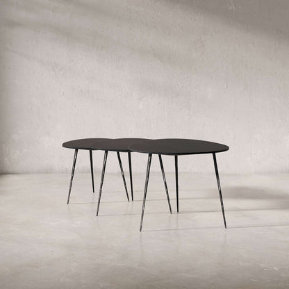 Jofran - Reeves Abstract Contemporary Solid Acacia Wood Nesting End Tables (Set of 3) Black - 1730-221B view 2