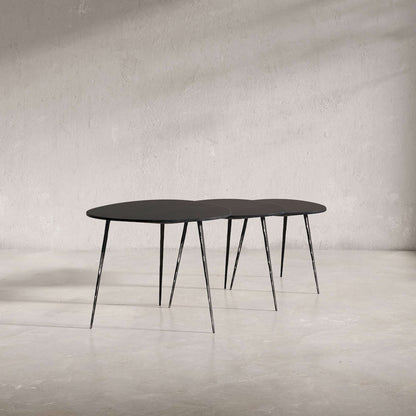 Jofran - Reeves Abstract Contemporary Solid Acacia Wood Nesting End Tables (Set of 3) Black - 1730-221B view 3