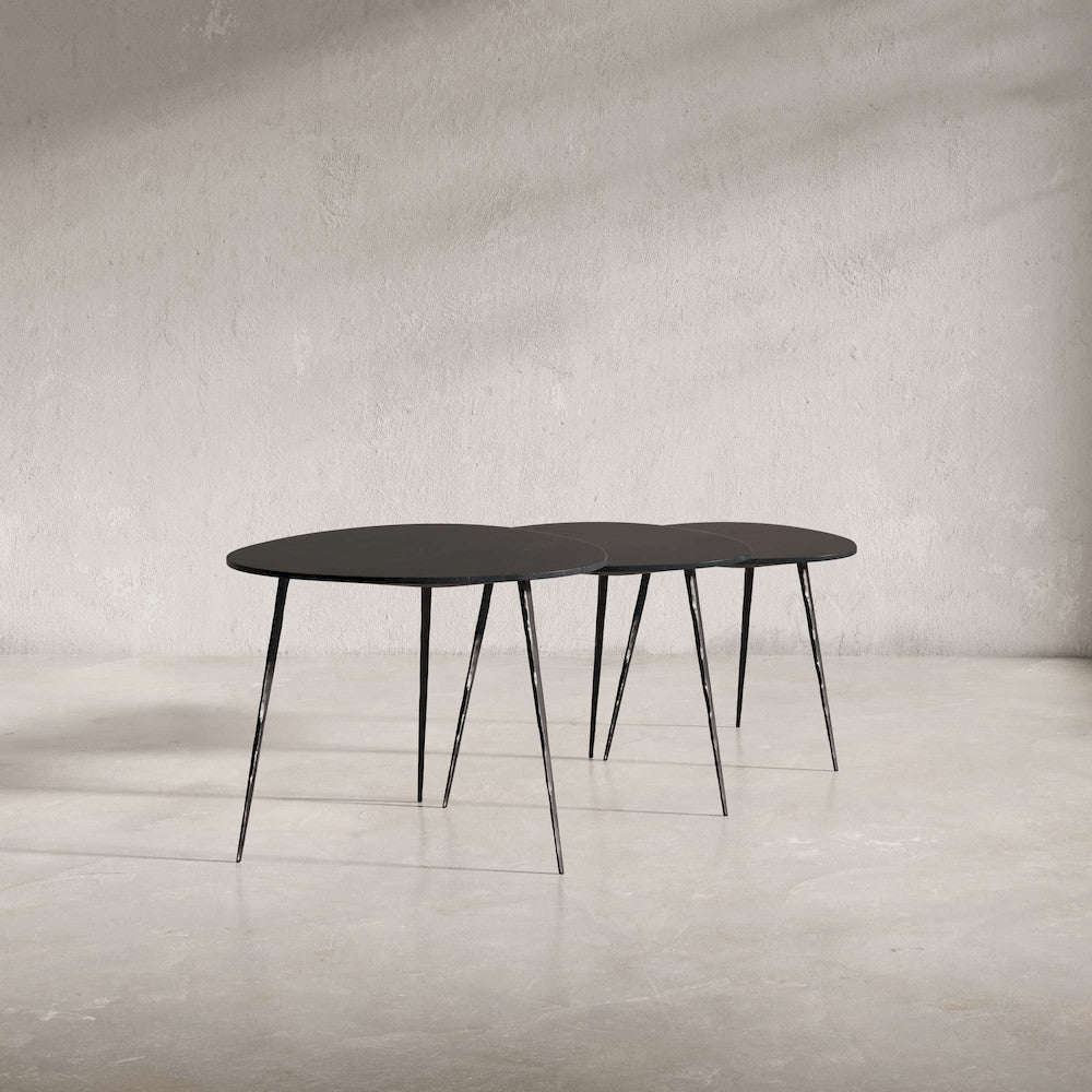 Jofran - Reeves Abstract Contemporary Solid Acacia Wood Nesting End Tables (Set of 3) Black - 1730-221B view 6