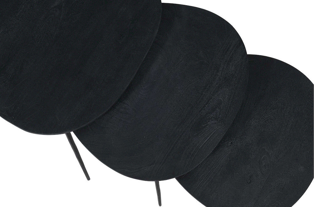Jofran - Reeves Abstract Contemporary Solid Acacia Wood Nesting End Tables (Set of 3) Black - 1730-221B view 7