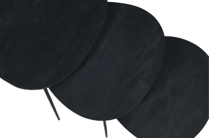 Jofran - Reeves Abstract Contemporary Solid Acacia Wood Nesting End Tables (Set of 3) Black - 1730-221B view 7