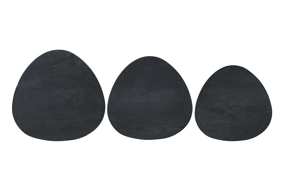 Jofran - Reeves Abstract Contemporary Solid Acacia Wood Nesting End Tables (Set of 3) Black - 1730-221B view 10