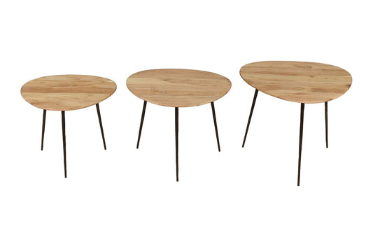 Jofran - Reeves Abstract Contemporary Solid Acacia Wood Nesting End Tables (Set of 3) Natural - 1730-221N view 1