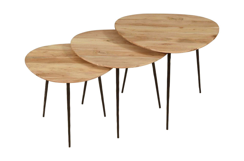 Jofran - Reeves Abstract Contemporary Solid Acacia Wood Nesting End Tables (Set of 3) Natural - 1730-221N view 7