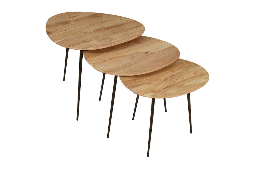 Jofran - Reeves Abstract Contemporary Solid Acacia Wood Nesting End Tables (Set of 3) Natural - 1730-221N view 8