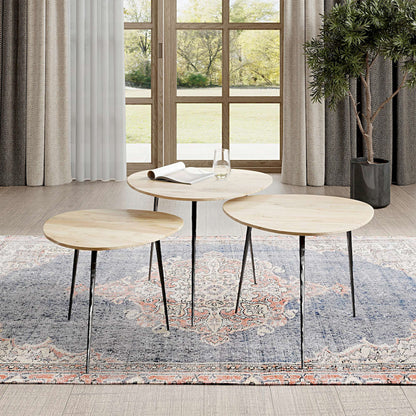 Jofran - Reeves Abstract Contemporary Solid Acacia Wood Nesting End Tables (Set of 3) Natural - 1730-221N view 10