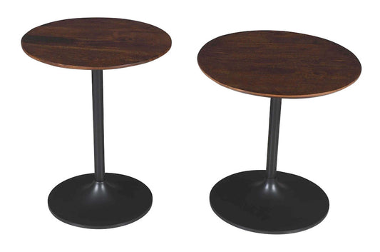 Jofran - Remy Solid Wood and Iron Modern Pedestal Accent Tables (Set of 2) Gunmetal - 1730-223GMT view 1