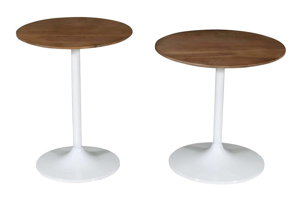 Jofran - Remy Solid Wood and Iron Modern Pedestal Accent Tables (Set of 2) White - 1730-223WT view 3
