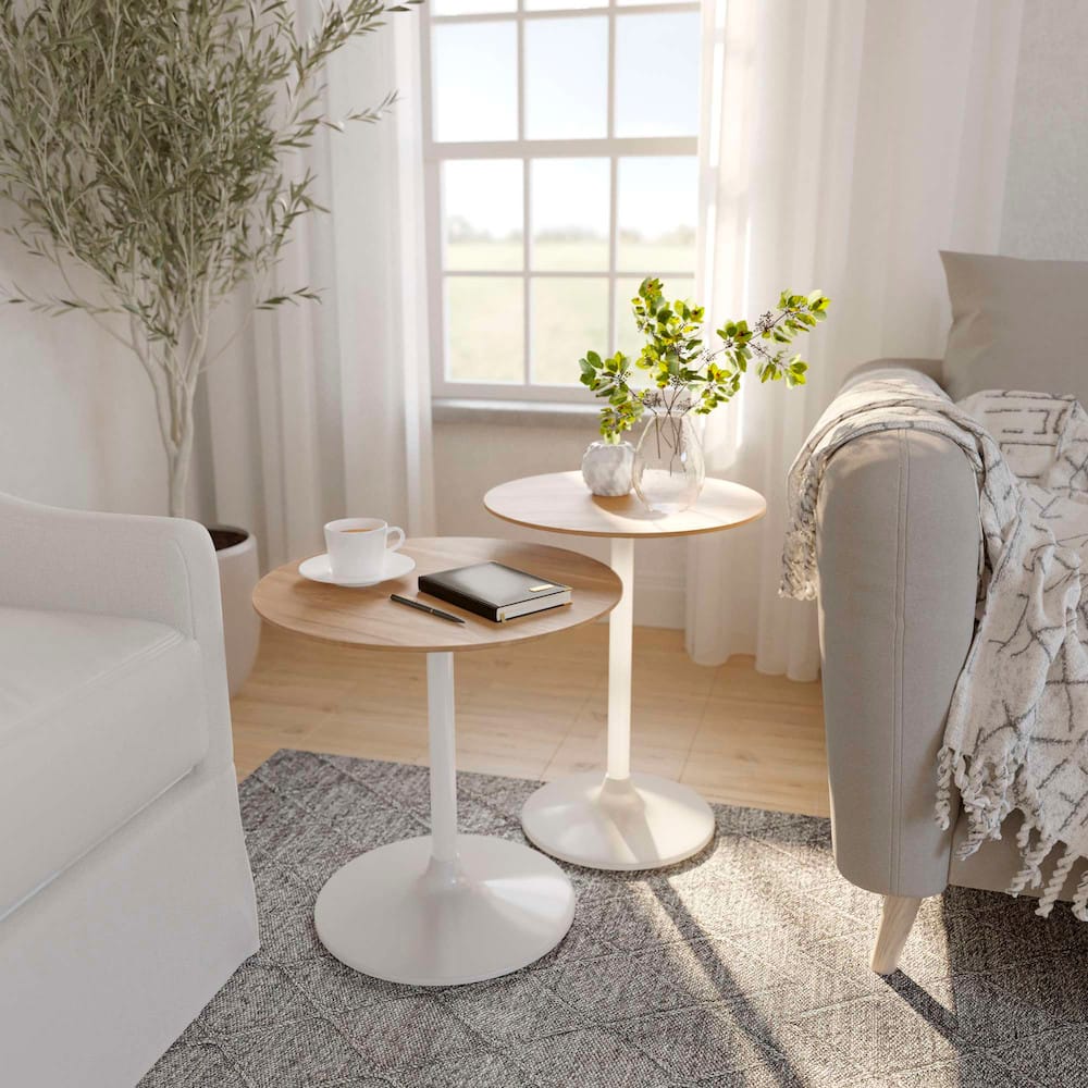 Jofran - Remy Solid Wood and Iron Modern Pedestal Accent Tables (Set of 2) White - 1730-223WT view 5