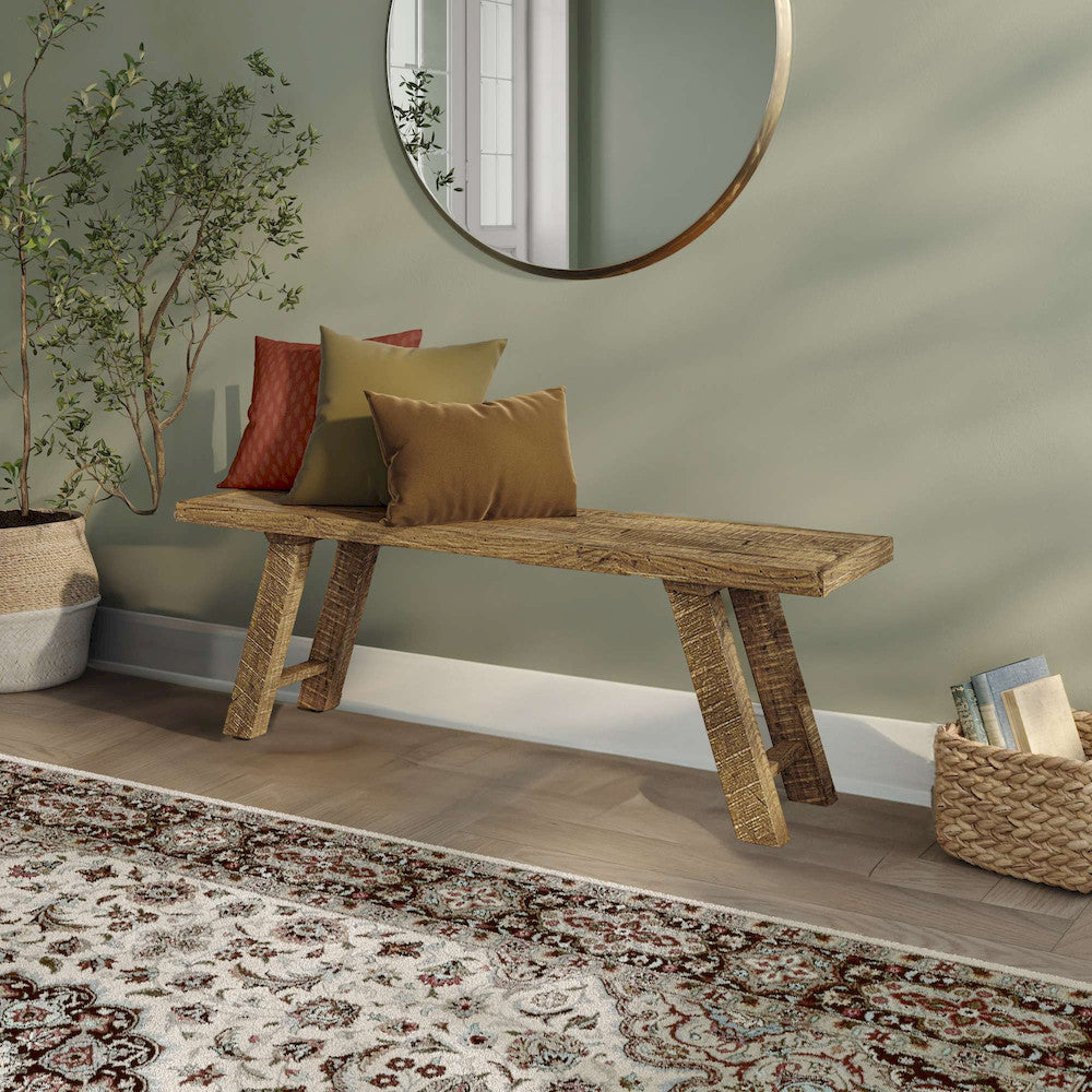 Jofran - Reston 48in Reclaimed Solid Wood Rustic Distressed Dining Bench - 23-RESTON view 5