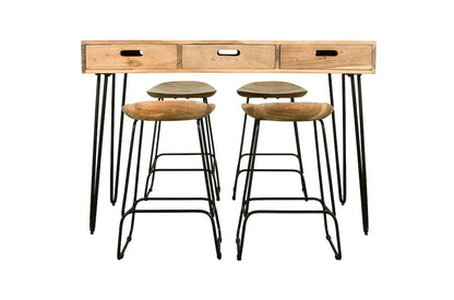 Jofran - Rollins 52in Solid Acacia Dining Set with Four Backless Barstools - 2085-52C-4 view 1