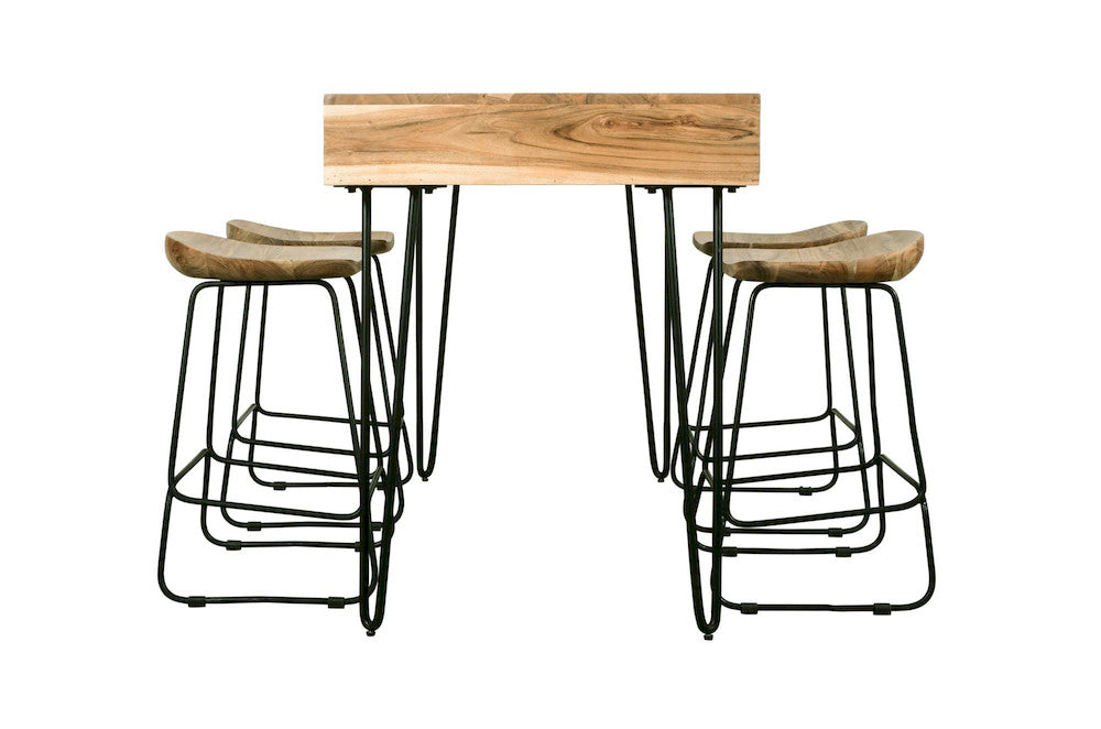 Jofran - Rollins 52in Solid Acacia Dining Set with Four Backless Barstools - 2085-52C-4 view 4
