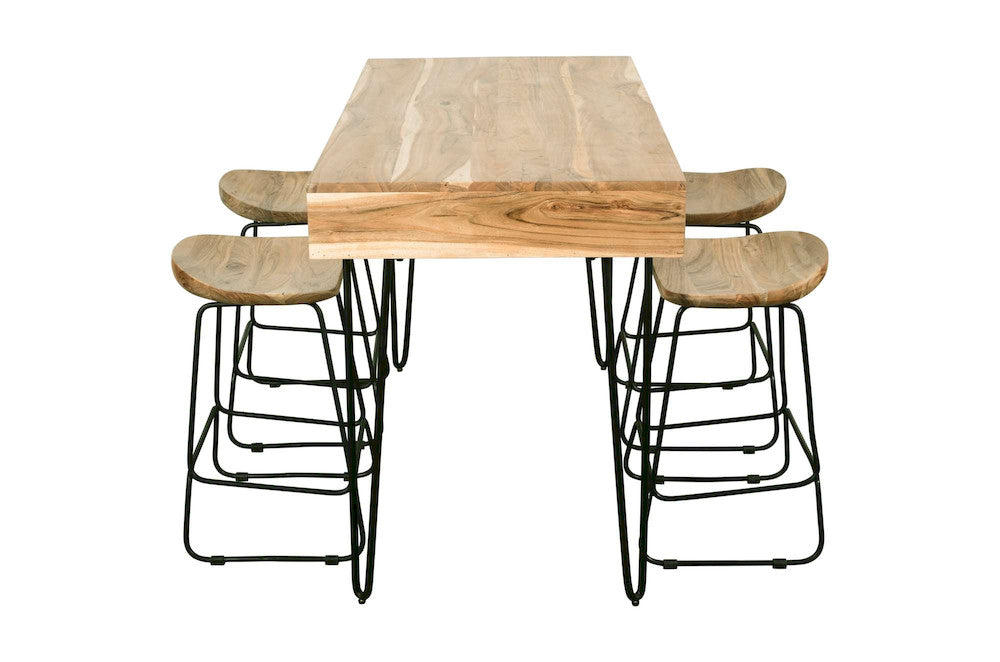 Jofran - Rollins 52in Solid Acacia Dining Set with Four Backless Barstools - 2085-52C-4 view 7