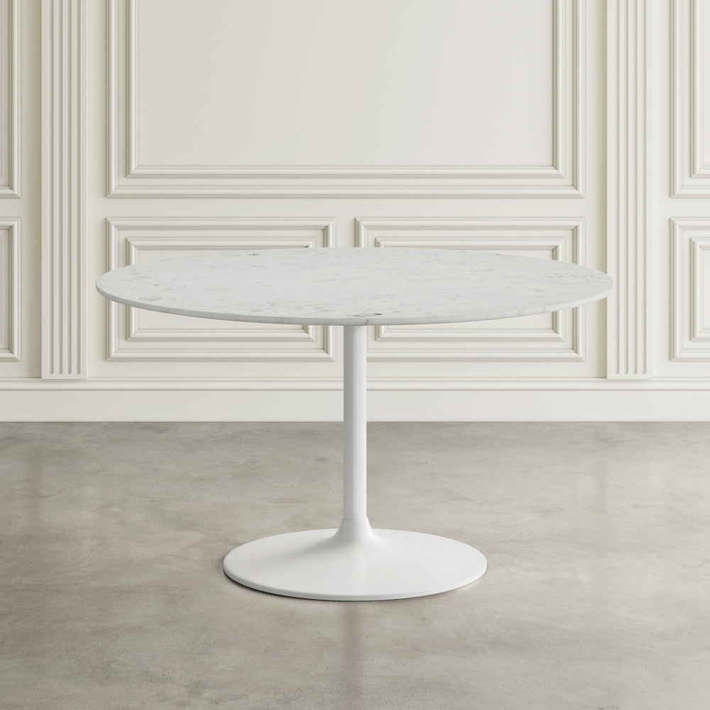 Jofran - Rowan 42in Modern Luxury Pedestal Round Marble Dining Table, White - 2271-ROWAN42TBWKT view 3