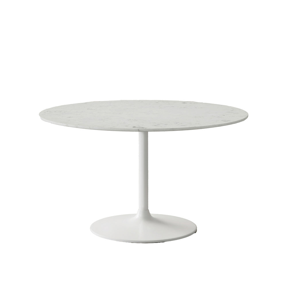 Jofran - Rowan 54in Modern Luxury Pedestal Round Marble Dining Table, White - 2271-ROWAN54TBWKT view 2