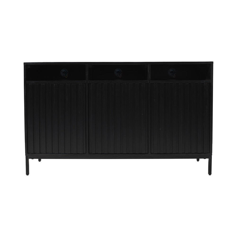 Jofran - Ryder 50in Modern Fluted Door Solid Wood Console Storage TV Stand Cabinet in Black - 2428-50V veiw 1