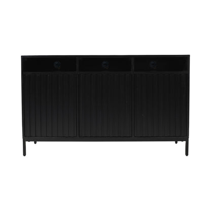 Jofran - Ryder 50in Modern Fluted Door Solid Wood Console Storage TV Stand Cabinet in Black - 2428-50V veiw 1