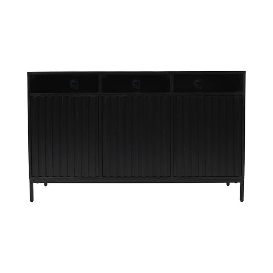 Jofran - Ryder 50in Modern Fluted Door Solid Wood Console Storage TV Stand Cabinet in Black - 2428-50V veiw 1