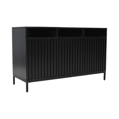 Jofran - Ryder 50in Modern Fluted Door Solid Wood Console Storage TV Stand Cabinet in Black - 2428-50V veiw 2