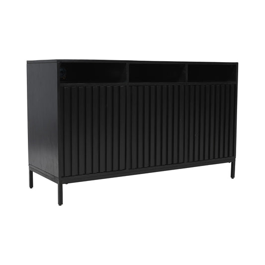 Jofran - Ryder 50in Modern Fluted Door Solid Wood Console Storage TV Stand Cabinet in Black - 2428-50V veiw 2