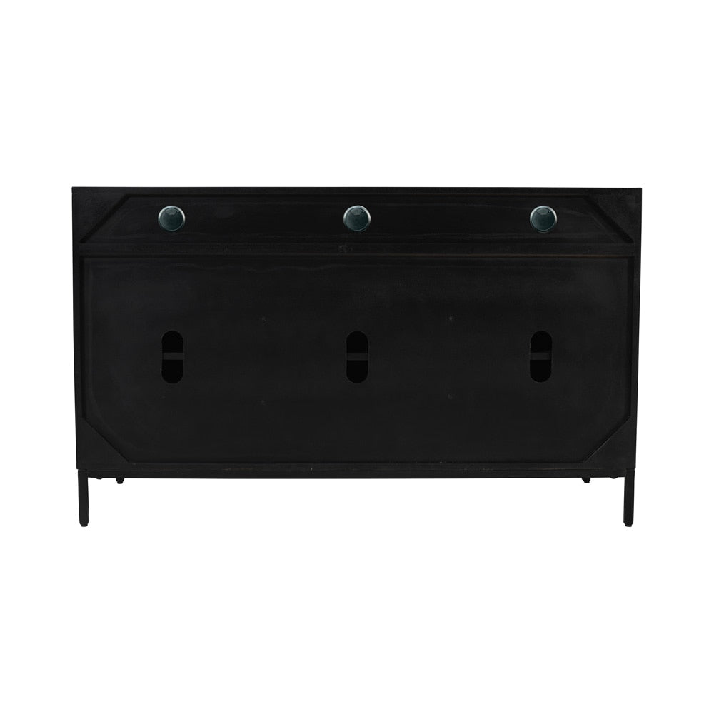 Jofran - Ryder 50in Modern Fluted Door Solid Wood Console Storage TV Stand Cabinet in Black - 2428-50V veiw 5