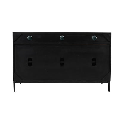 Jofran - Ryder 50in Modern Fluted Door Solid Wood Console Storage TV Stand Cabinet in Black - 2428-50V veiw 5