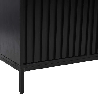 Jofran - Ryder 50in Modern Fluted Door Solid Wood Console Storage TV Stand Cabinet in Black - 2428-50V veiw 7
